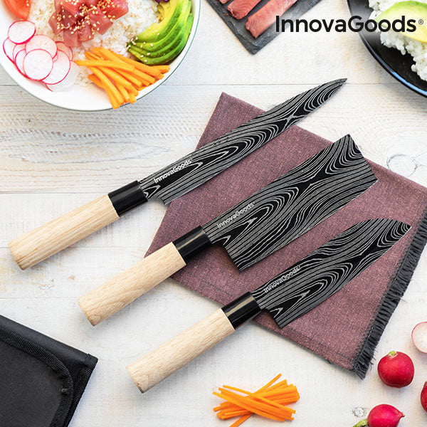 Set of Japanese Knives with Carrying Cover Damas·q InnovaGoods 4 Pieces