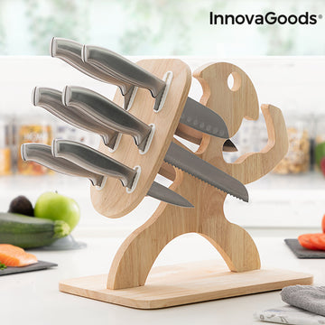 Set of Knives with Wooden Base Spartan InnovaGoods 7 Pieces