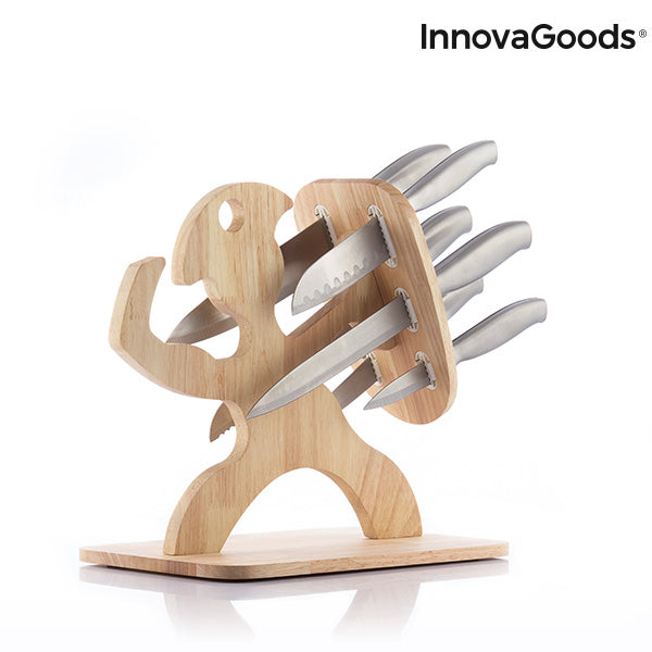 Set of Knives with Wooden Base Spartan InnovaGoods 7 Pieces