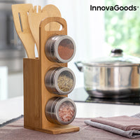 Set of Magnetic Spice Racks with Bamboo Utensils Bamsa InnovaGoods 7 Pieces