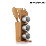 Set of Magnetic Spice Racks with Bamboo Utensils Bamsa InnovaGoods 7 Pieces