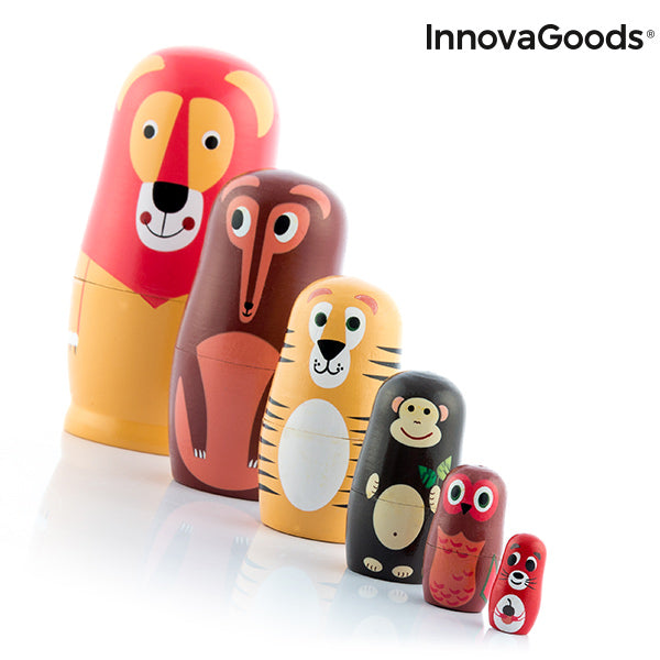 Matryoshka Wooden Animal Figures Funimals InnovaGoods 11 Pieces