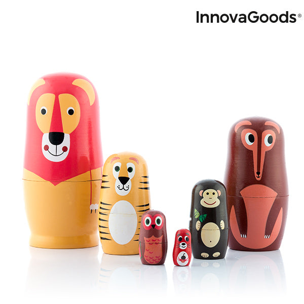 Matryoshka Wooden Animal Figures Funimals InnovaGoods 11 Pieces