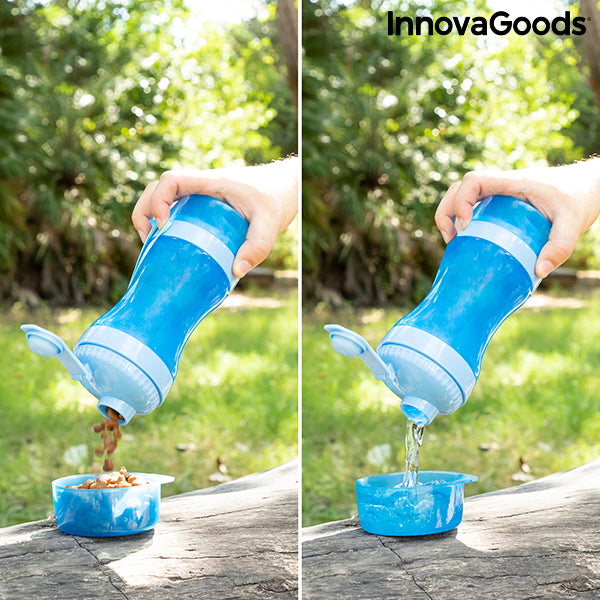 2-in-1 bottle with water and food containers for pets Pettap InnovaGoods