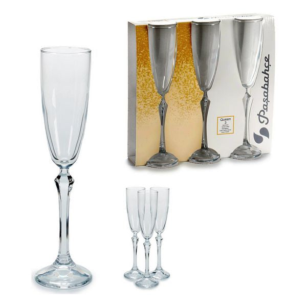 Champagne glass Glass 3 (3 Pieces) (6,5 x 25 x 25,5 cm)