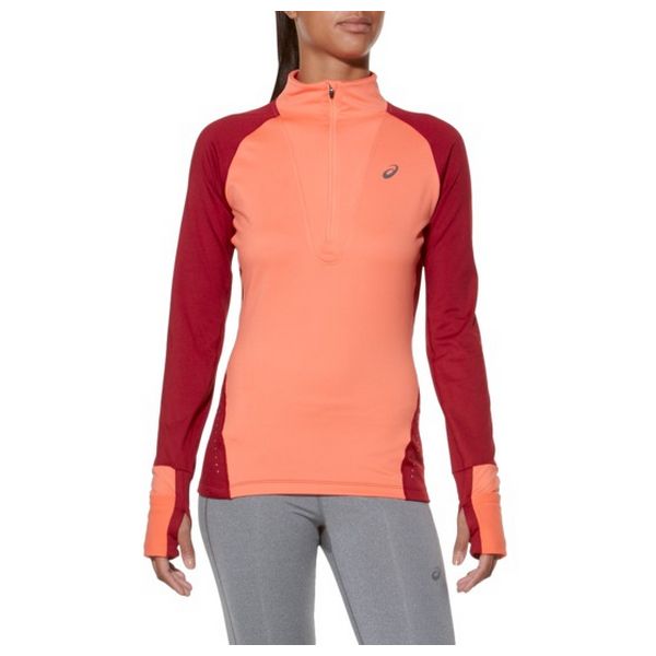 Women’s Long Sleeve T-Shirt Asics LS Winter 1/2 Zip Coral (Size l - us)