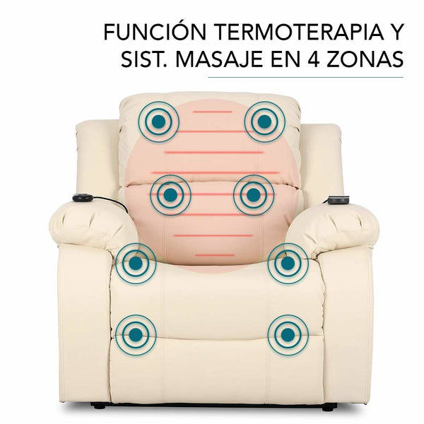 Lifter Armchair With Massager Trevi 160º Cream (Refurbished B)