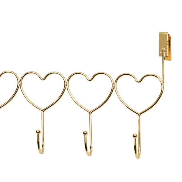 Door Coat Rack Heart Crystal Brass (43 x 23 x 8 cm)