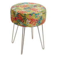 Footrest DKD Home Decor Jungle Polyester Metal Tropical (35 x 35 x 43 cm)