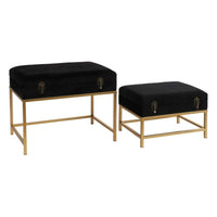 Footrest DKD Home Decor Velvet Metal MDF Wood Glam (48 x 30 x 34 cm) (60 x 40 x 46 cm)