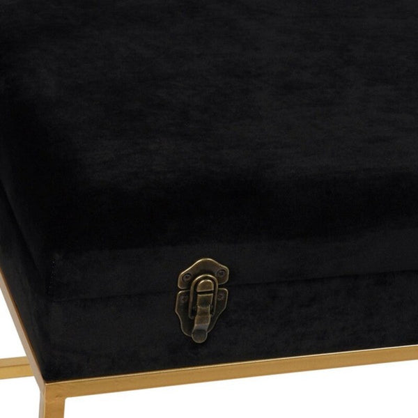 Footrest DKD Home Decor Velvet Metal MDF Wood Glam (48 x 30 x 34 cm) (60 x 40 x 46 cm)