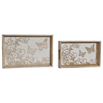 Tray DKD Home Decor Butterflies Mango wood (2 pcs)