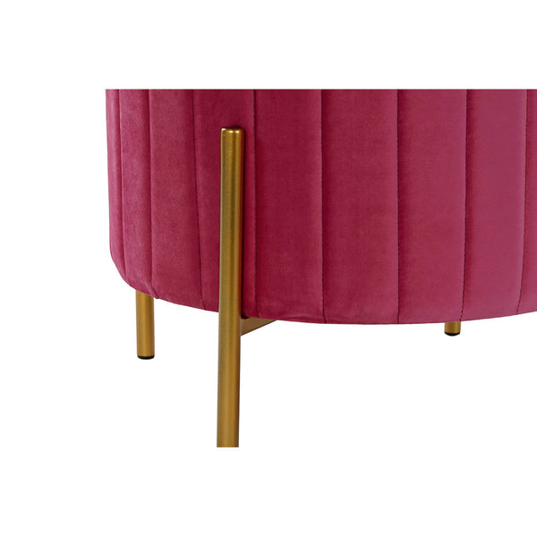 Footrest DKD Home Decor Pink Polyester Metal (43 x 43 x 42.5 cm)