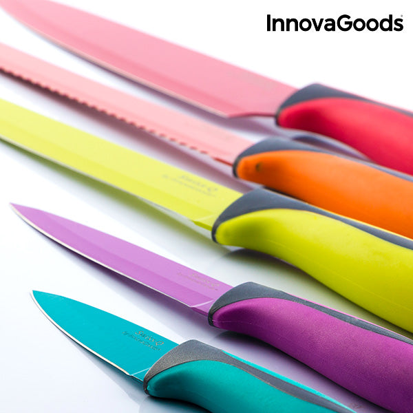 InnovaGoods Swiss·Q Fashion Ceramic Coated Knives & Scissors Set (6 Pieces)