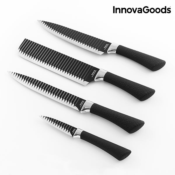 InnovaGoods Swiss·Q Namiutsu Black Shark Knife Set (4 Pieces)