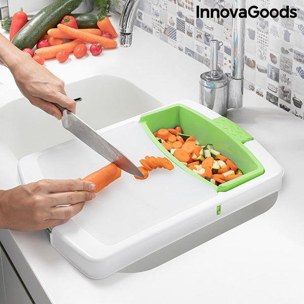 Tabla de Cortar Extensible 3 en 1 con Bandeja, Recipiente y Escurridor PractiCut InnovaGoods