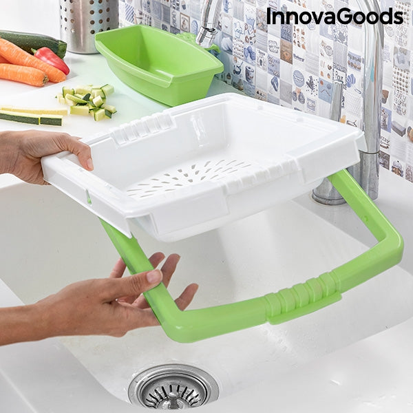 Tabla de Cortar Extensible 3 en 1 con Bandeja, Recipiente y Escurridor PractiCut InnovaGoods