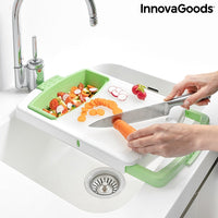 Tabla de Cortar Extensible 3 en 1 con Bandeja, Recipiente y Escurridor PractiCut InnovaGoods