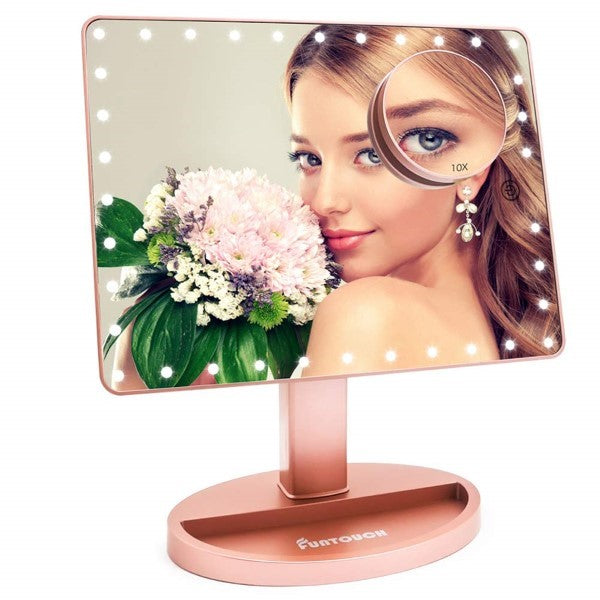 Mirror with Mounting Bracket Funtouch FT-261D LED 10X 360° Rose gold (22,8 x 30,2 cm) (Refurbished C)